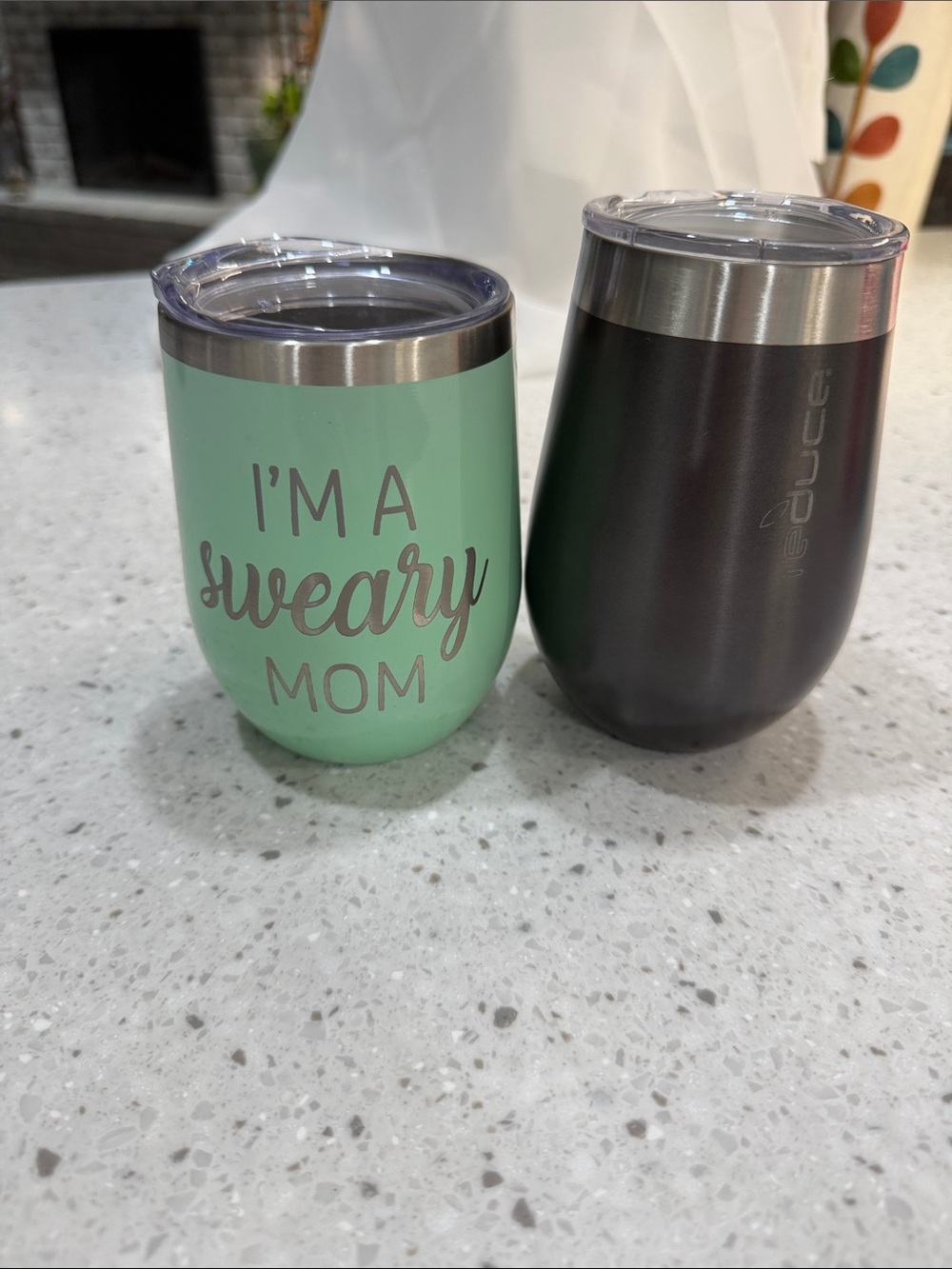 Insulated Stemless Wine Tumbler - Mint and grey (pair)